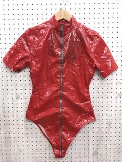 セクシーレッドvibes フェティッシュ 古着　エナメルフルジップボディスーツ