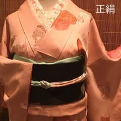 美品■正絹■壽光織■小紋■地紋おこし■袷■サーモンピンク■鍋島窯■伊万里■染料のサムネイル
