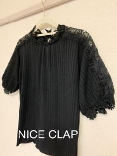 NICE CLAUP ナイスクラップ　カットソー　黒　半袖トップスのサムネイル