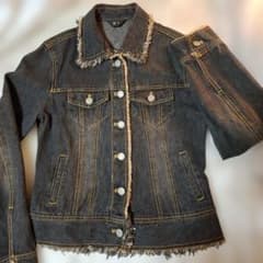 【新品タグ付き】エムズグレーシー③デニムジャケット フリンジ　薄手　M 新品タグ付き】エムズグレーシー③デニムジャケット フリンジ 薄手 M