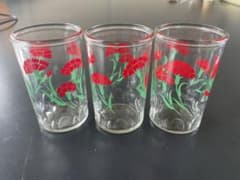 昭和レトロ　花柄　グラス　カーネーションのサムネイル