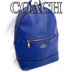 良品✨COACH ケンリー レザー バックパック リュックサック C5680 青