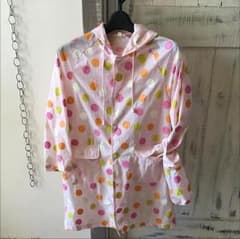 USED【hakka kids】レインコート（120） 雨合羽 ピンク色 水玉のサムネイル