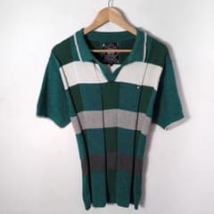 メンズ ポロシャツ 90s 00s vintageグリーン系 ボーダー柄のサムネイル