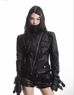 UNCMHISEX 秋 パンク ハイストリート ショート丈 ライダースジャケット