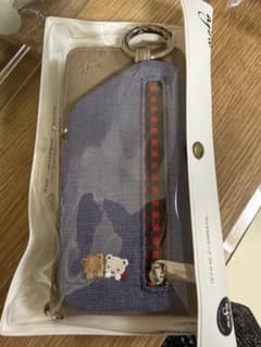 【完売品】ファミリア　エジュー　ショルダー付き　スマホケース　ネイビー　Mサイズ 完売品】ファミリア エジュー ショルダー付き スマホケース ネイビー M