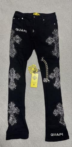 【確実正規品】サイズ34 GUAPI スタックドデニム クロス ラインストーン 確実正規品】サイズ34 GUAPI スタックドデニム クロス ラインストーン