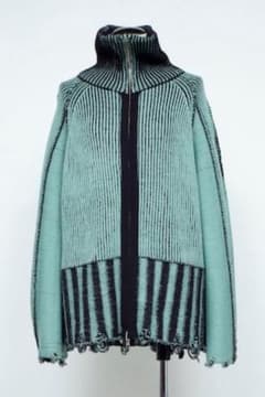 peien リバーシブル Zip knit coat Black × Greenのサムネイル
