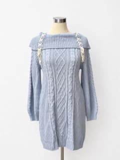 【axes femme】オフショル 編み上げリボン ニットワンピースのサムネイル