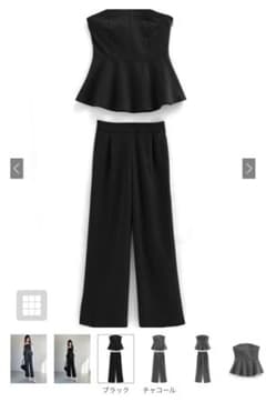 ペプラムビスチェ×パンツセットアップ キャミソール付シアードットトップスのサムネイル
