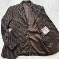 ハリスツイード テーラードジャケット エルボーパッチ 胡桃ボタン L