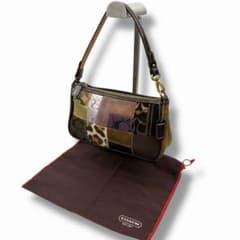 希少】COACH コーチ アクセサリーポーチ パッチワーク 総柄 ハラコ 