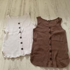 GU タンクトップ リブタンクトップ  フロントボタンタンクトップのサムネイル