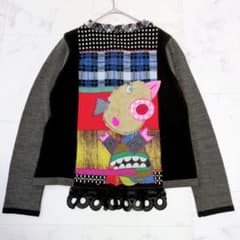 極美品】アルベロベロ カーディガン ブタさん パッチワーク 背面