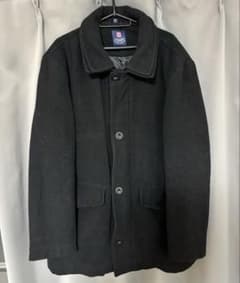 90s CHAPS ハーフコート ブラック 二重襟 ウール 内側キルティング Mのサムネイル