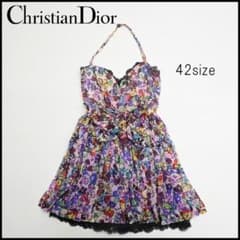 a2616 【クリスチャンディオール】 ワンピース シルク100％ 花柄〓 a2616 【クリスチャンディオール】 ワンピース シルク100％ 花柄