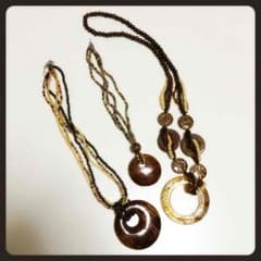 エスニック☆ウッドネックレス3本セットのサムネイル
