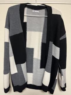 ZARA ブロックパターン カーディガン XLサイズ - メルカリ