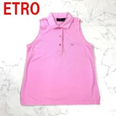 A4260 에트로 민소매 폴로 셔츠 면 원포인트 핑크 XL