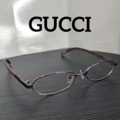 GUCCI 美品 パープルメタリックフルリムメガネフレーム 度入り - メルカリ