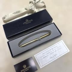 新品！MIKIMOTOパール付き ボールペン リボン ゴールド/シルバー