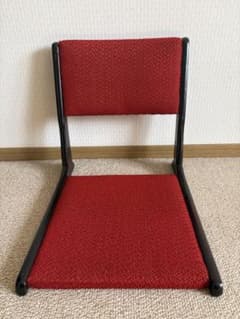 座椅子 チェア 折りたたみ 背もたれ 木製 赤色 和風 家具 昭和 レトロのサムネイル