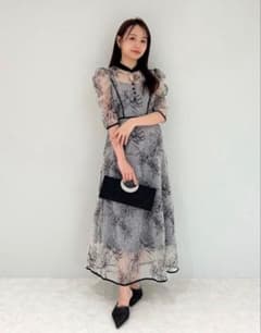 Leja 花柄刺繍 シアー パフスリーブ ドレス | Mercari