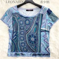 極美品✨レオナール 半袖カットソー 総柄 花柄 トリム LL 美品 手洗い可能 レオナールLEONARD 花柄 総柄 カットソー tシャツ 2