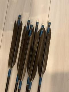 弓道 矢 黒鷲手羽 99cm 6本セット 矢筒付きのサムネイル