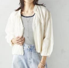 【美品】SHIPS リネン ジップ ブルゾン バックギャザー 手洗い可 春服のサムネイル
