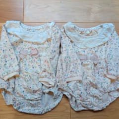 花柄 フリル ロンパース 70 2枚セット 双子コーデのサムネイル