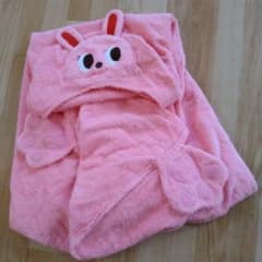 MIKI HOUSE　うさぎフード付きピンクブランケットのサムネイル