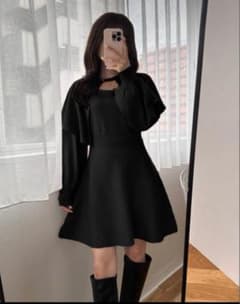 Thumbnail of GRL ケープ付きニットフレアミニワンピ 黒