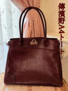 レザー トートバッグ ボルドー色のサムネイル