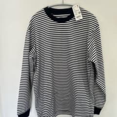 UNIQLOエアリズムコットンボーダーTシャツ L新品未使用メンズのサムネイル
