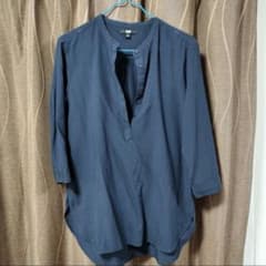 ネイビー 五分袖 プルオーバーシャツ　#UNIQLOのサムネイル