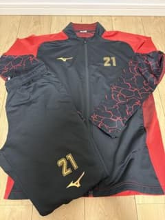 矢板中央サッカー部 Mizuno ジャージ上下 XLサイズ 黒/赤 21番 - メルカリ