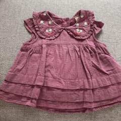 petit main 花柄刺繍 襟付きノースリーブブラウス 100のサムネイル