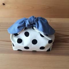 《☆新作》お弁当袋 黒ドット×ブルーダンガリーのサムネイル
