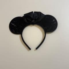 ミニー耳 レース黒カチューシャ リボン付きのサムネイル