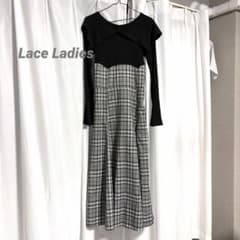 【美品】Lace Ladies ドッキングワンピース チェック柄のサムネイル
