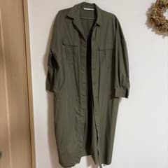ZARA カーキ ロングシャツワンピース　XS-Sのサムネイル