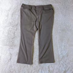 ストレッチ ブーツカット パンツ 大きいサイズ 美品 カーキ 5L【C189】