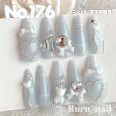 サイズオーダー】ネイルチップ♡ブルー 水色 量産型地雷韓国ワンホン