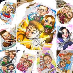 世界で1枚のオーダーメイド似顔絵★誕生日会☆子供☆友達☆ご両親☆プレゼント☆ 世界で1枚の手描きのオーダーメイド似顔絵☆子供誕生日☆友達