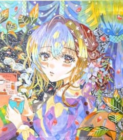 手描き アナログイラスト オリジナルイラスト 色紙（大） コピック