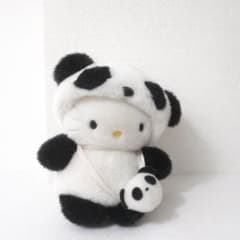 ハローキティ パンダ ぬいぐるみ マスコット サンリオ レトロ　ポシェット付きのサムネイル