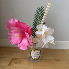 フラワーアロマディフューザー ピンクと白 ハイビスカス プルメリア