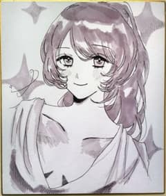 手描きイラスト オリジナル アナログ色紙　一点物 - 4