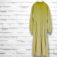 Thumbnail of ジーユー　ロングワンピース　M　美品　黄　ティアード　前開き　ノーカラー　可愛い